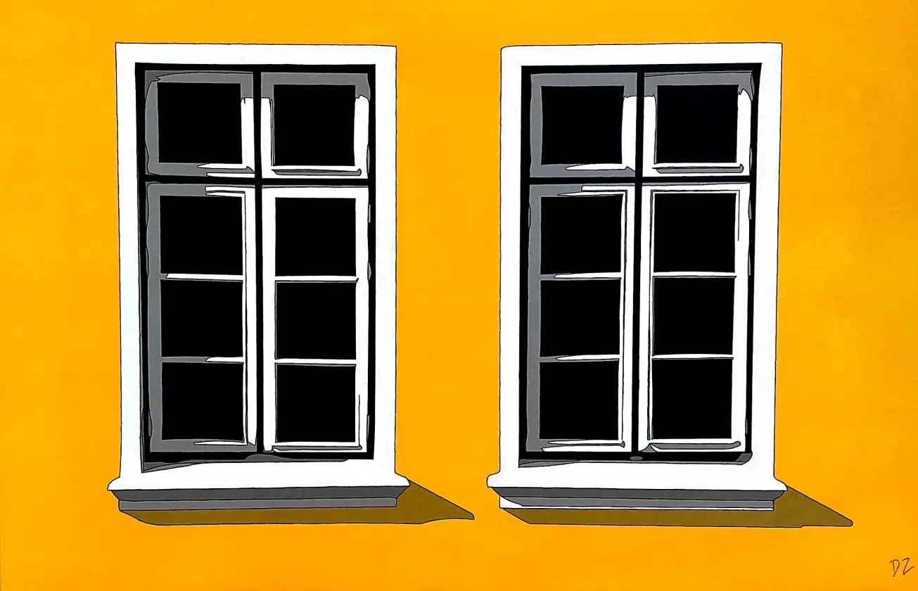Dainis Zakis' "Two Windows" Acrylic on Canvas artwork for sale